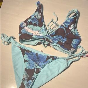 Maaji Blue Bikini Set with Floral Accents